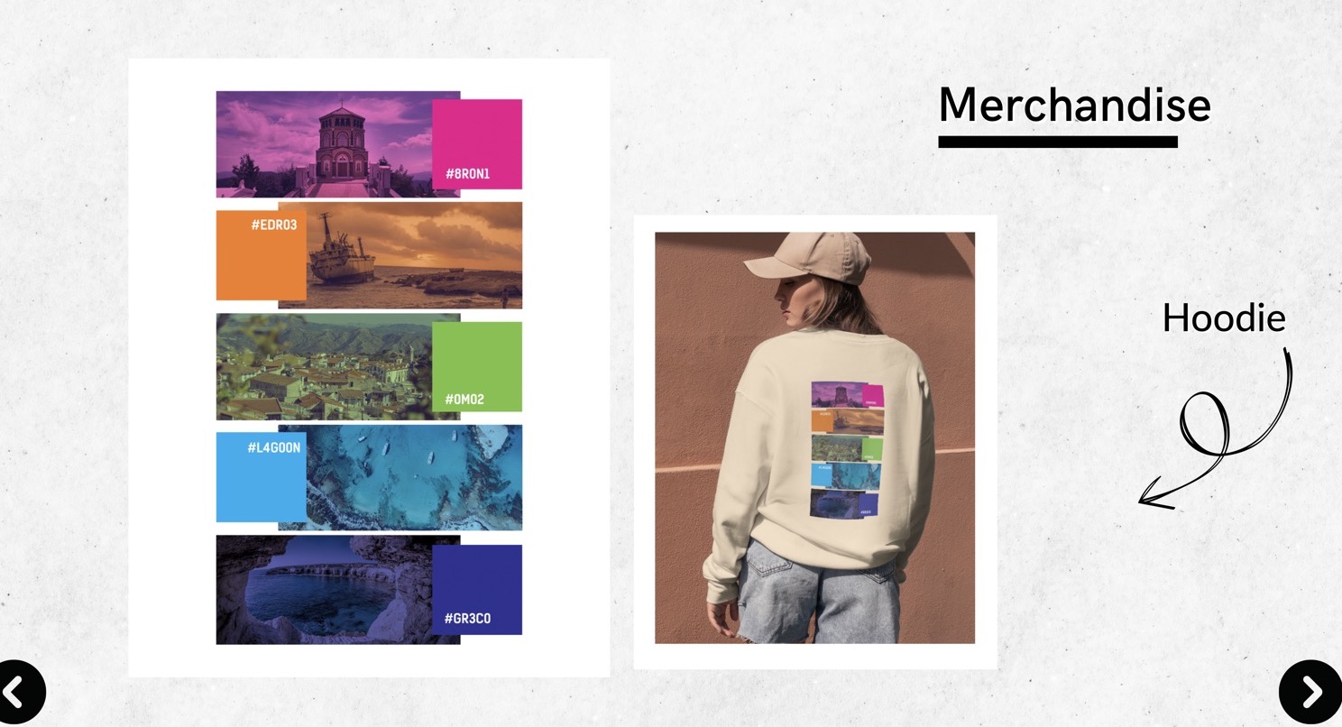 ESN branding materials, hoodie and stickers