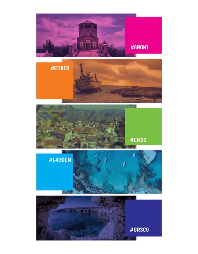 Cyprus-themed hoodie, colour moodboard
