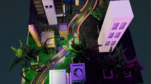 3D city diorama, wide view